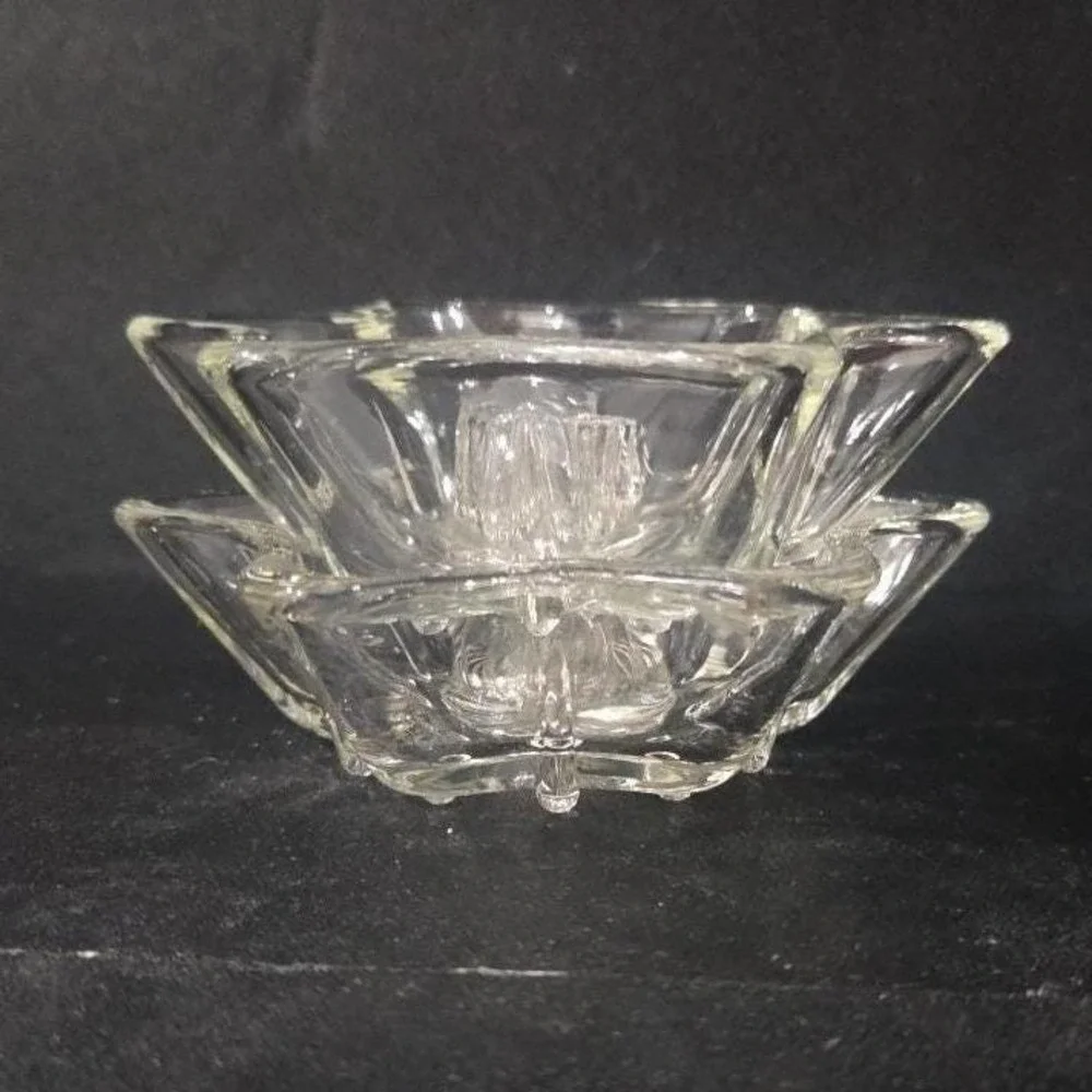 Anchor Hocking Six Point Star Candlestick Holders, Set‎ of 2, Vintage Votive